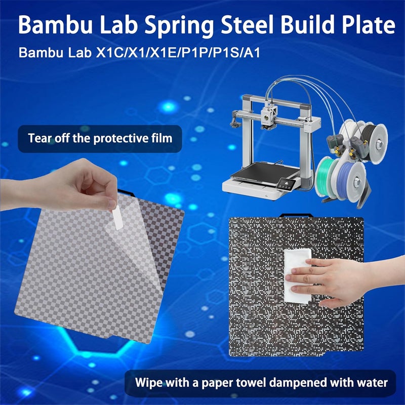 Tiny Trees Build Plate for Bambu Lab P1S P2S A1 X1 X1C X1E P1P: Smooth PEI H1H Carbon PET PEO PEY Sheet Bed Plate P1S Build Plate for 3D Printing Hobbyist, 257 X 257mm (PEY-Dot + PEY-Square Grid) - Image 2